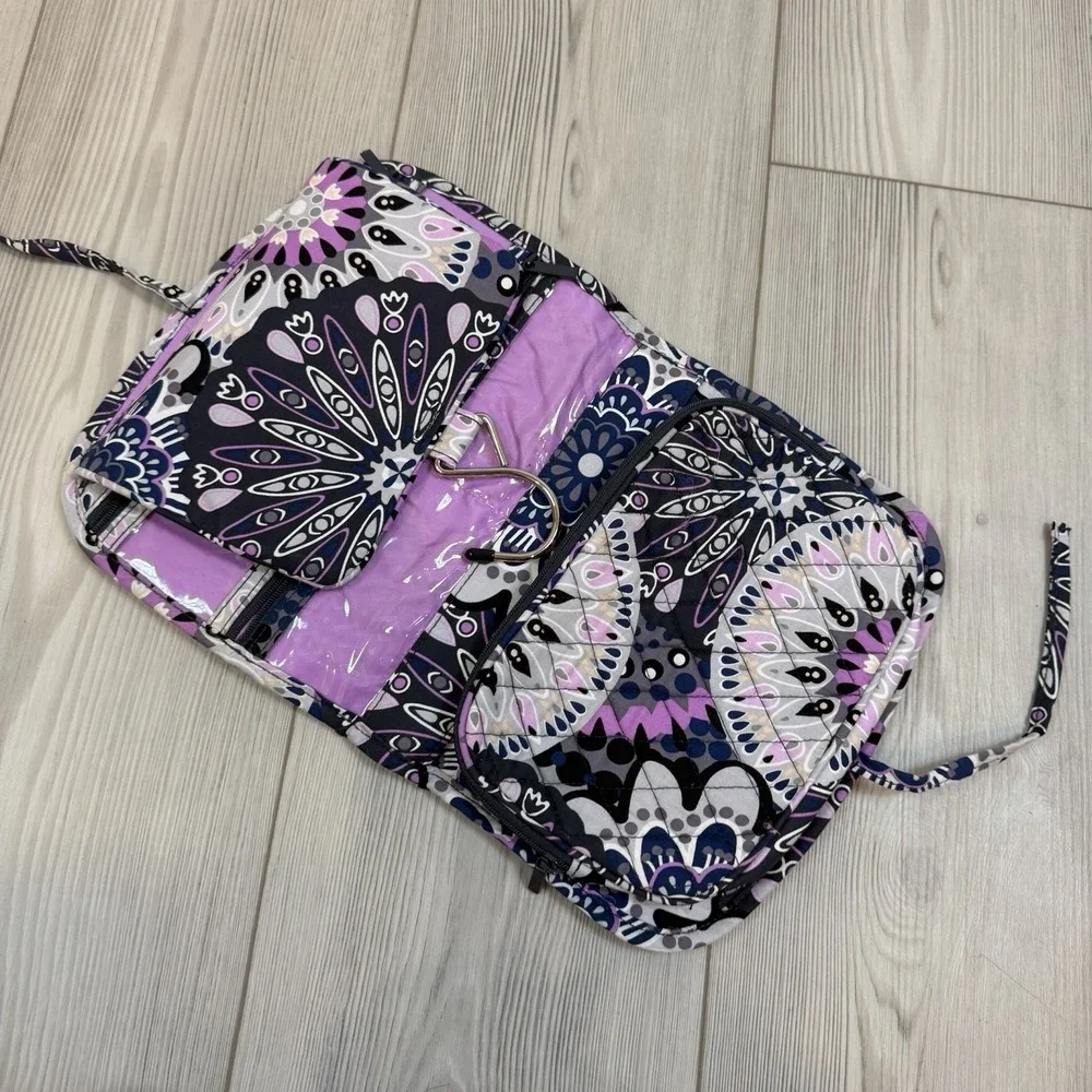 Vera Bradley Mimosa Medallion‎ Purple Blue Hanging Travel Cosmetic Bag